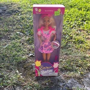 Barbie Easter Doll in Pink Floral Dress 1996 Easter Barbie New in Box